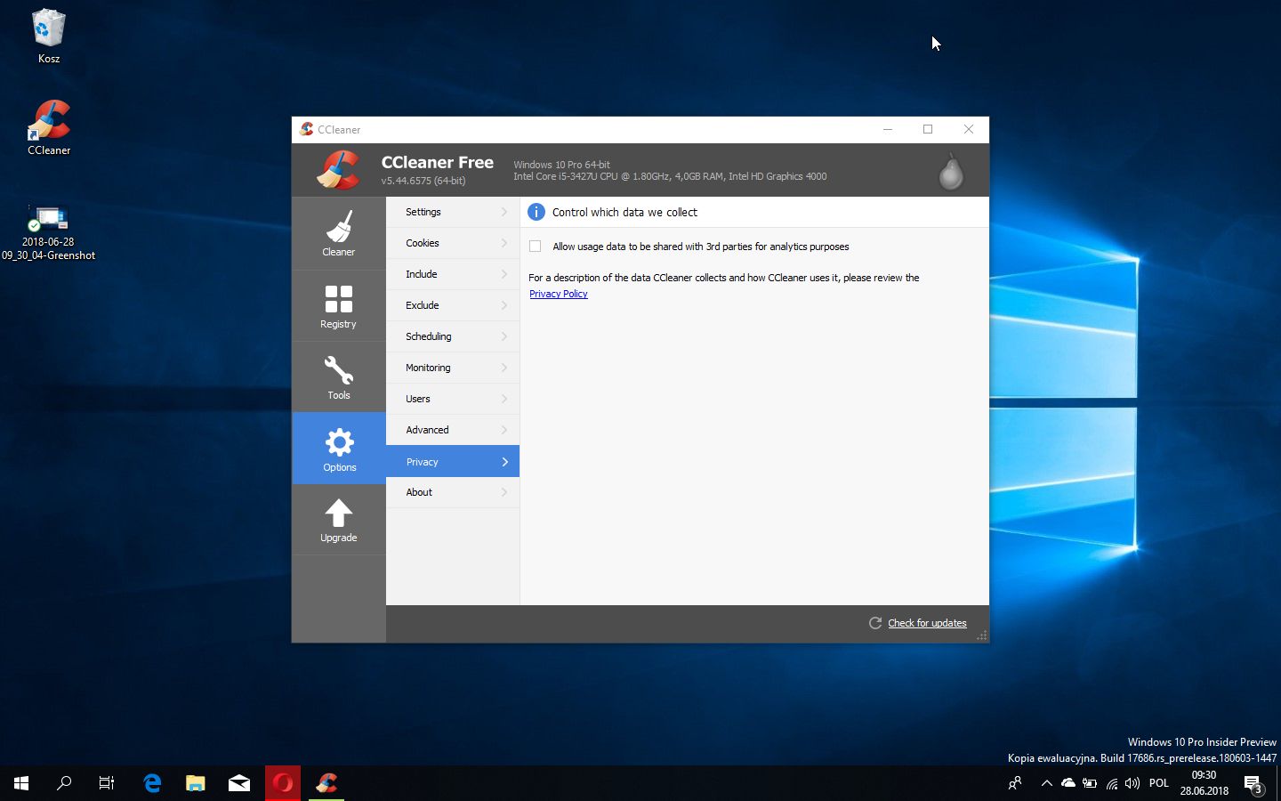 ustawienie prywatności