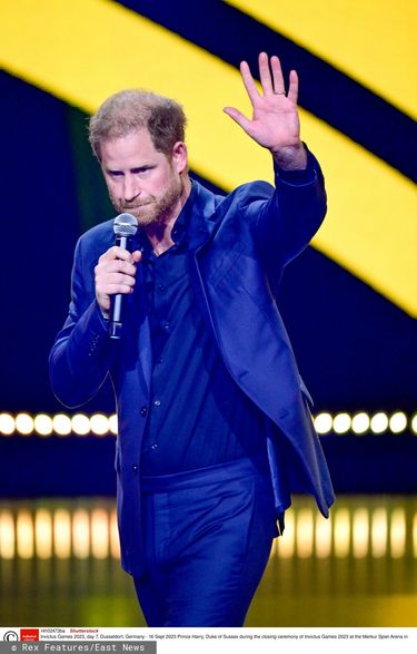 Point de Vue Out
Mandatory Credit: Photo by Shutterstock (14102473ba)
Prince Harry, Duke of Sussex during the closing ceremony of Invictus Games 2023 at the Merkur Spiel-Arena in Dusseldorf.
Invictus Games 2023, day 7, Dusseldorf, Germany - 16 Sept 2023