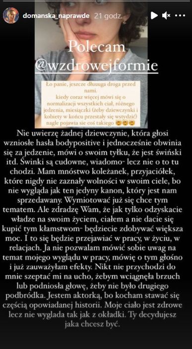 screen z relacji Aleksandry Domańskiej