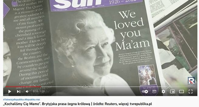 „Kochaliśmy Cię Mamo”. Wpadka TV Republiki z tłumaczeniem tytułu o Elżbiecie II
