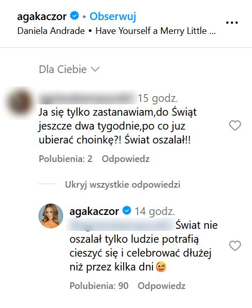Agnieszka Kaczorowska odpowiada internautce