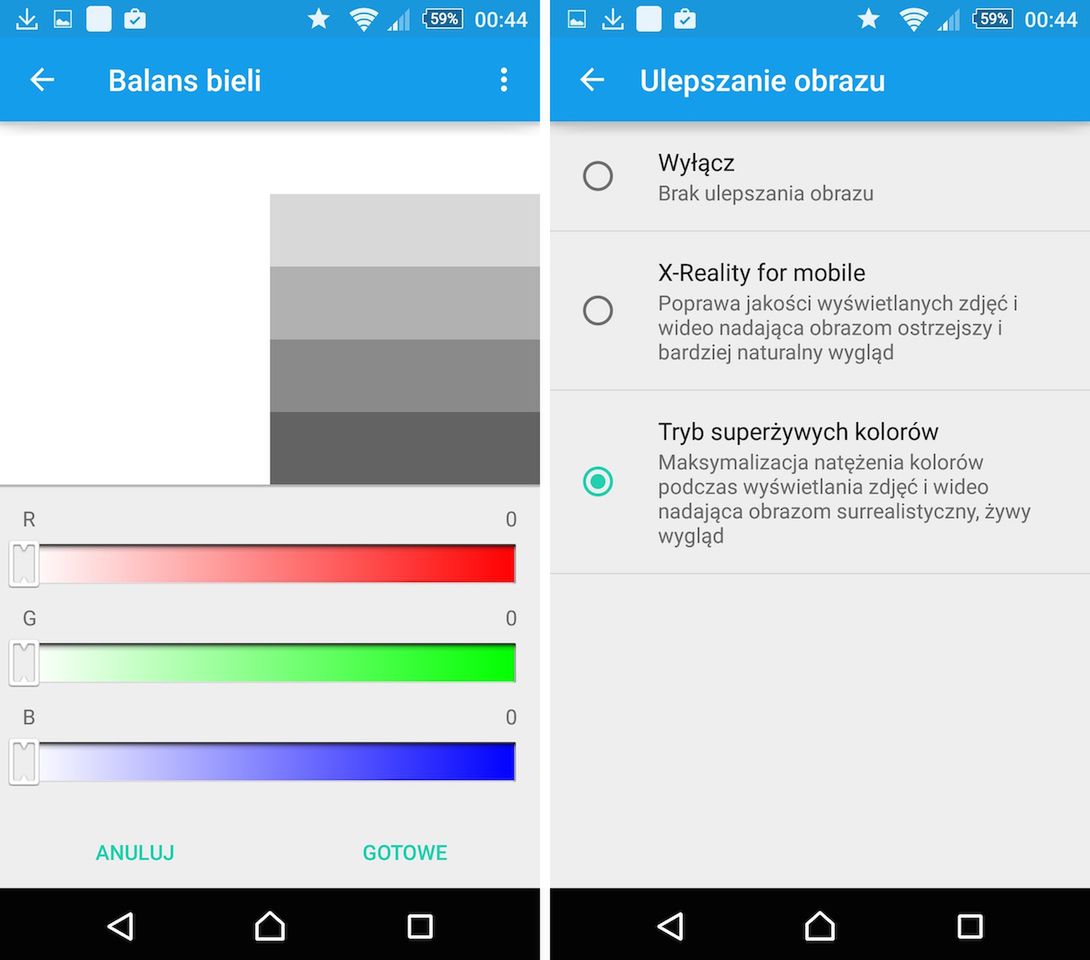 Sony Xperia Z3+ - ustawienia wyświetlacza