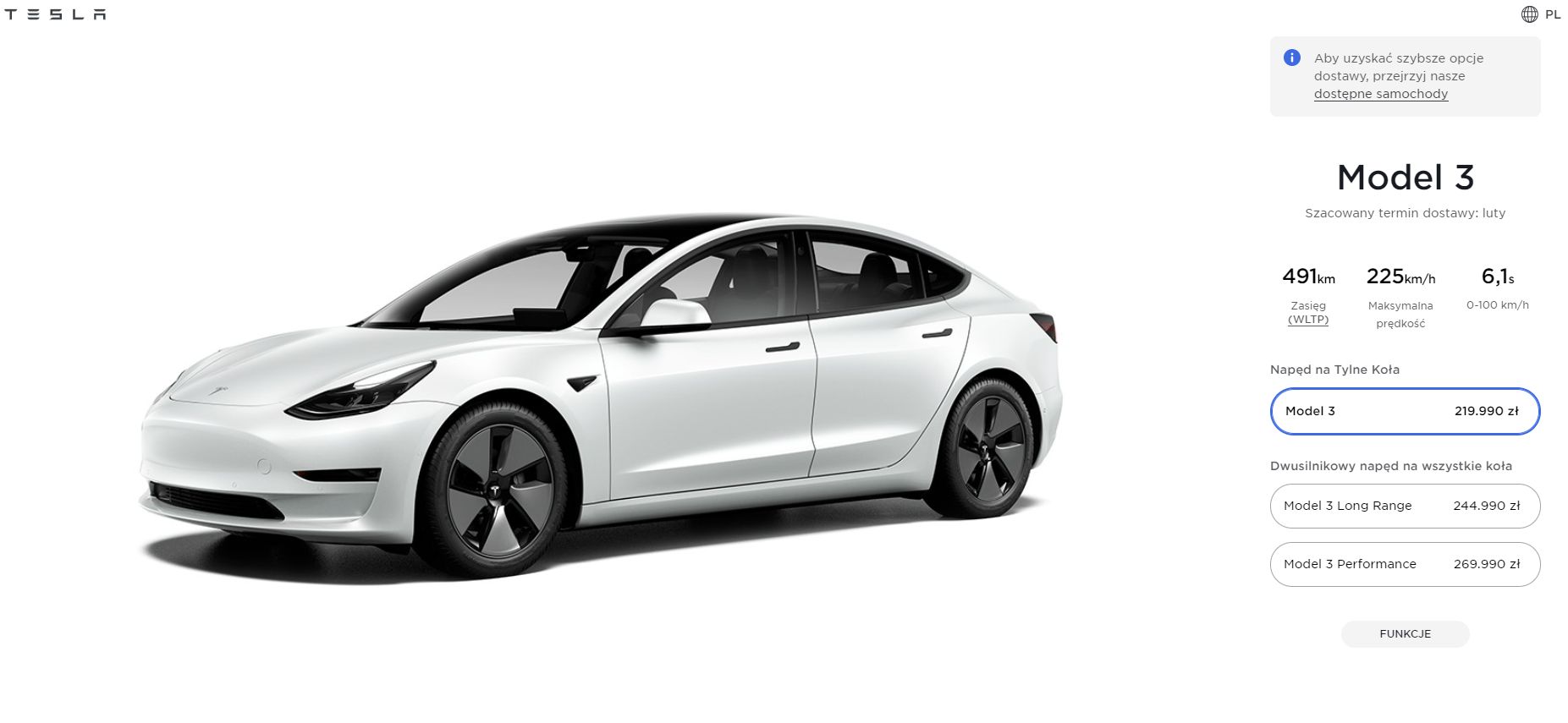Ceny Tesli Model 3 w Polsce