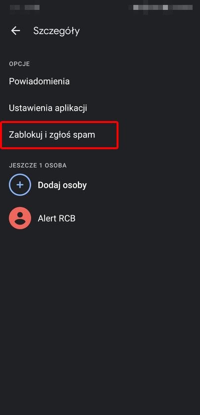blokowanie sms alert rcb