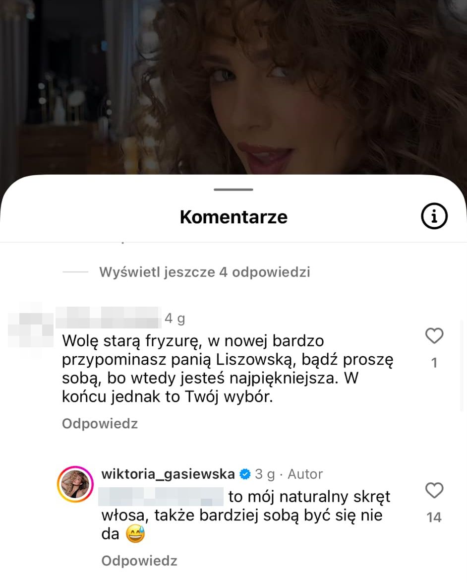 Wiktoria Gąsiewska odpowiada na komentarze