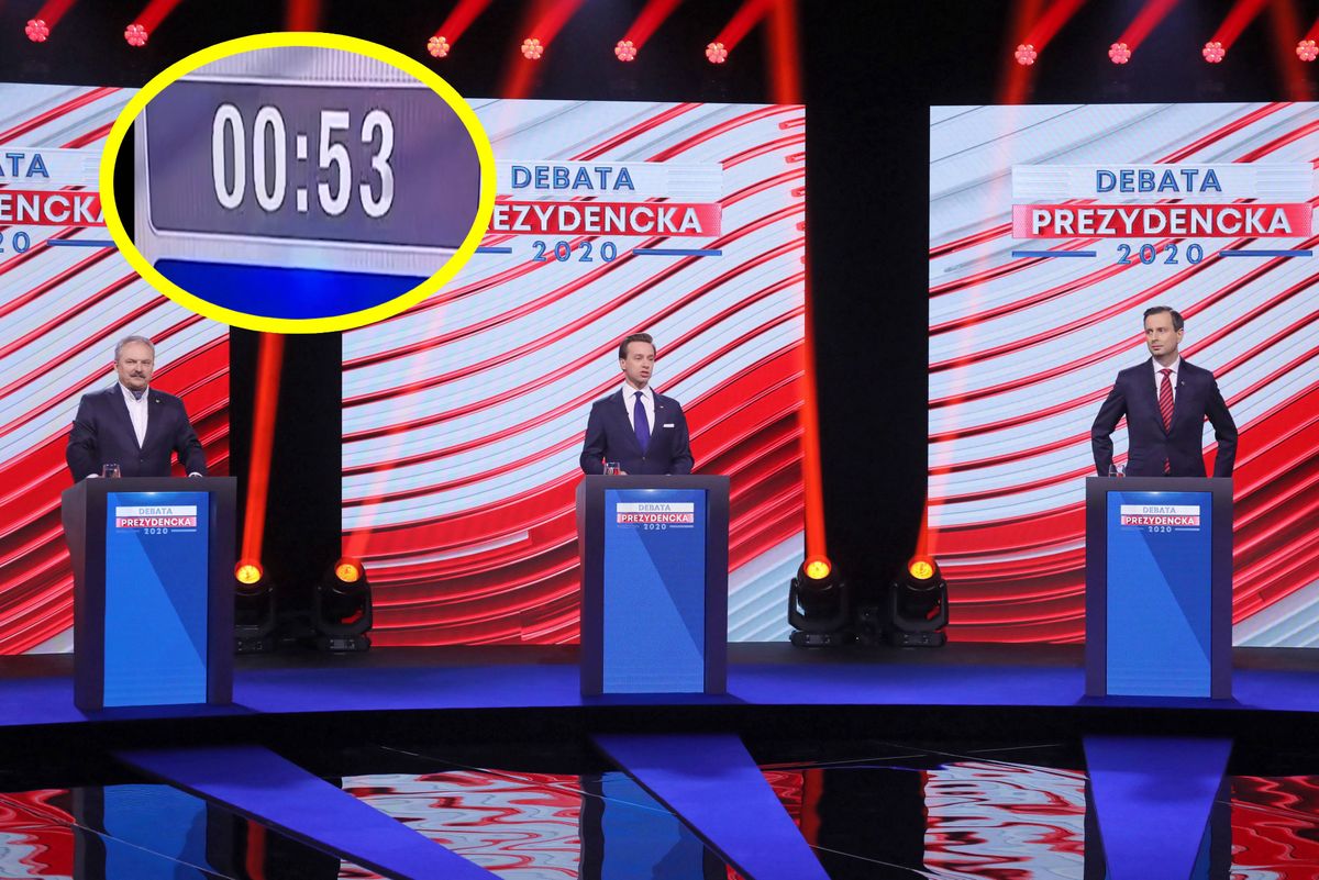 Debata prezydencka w TVP. "Przeskakujący licznik" w trakcie wypowiedzi kandydatów