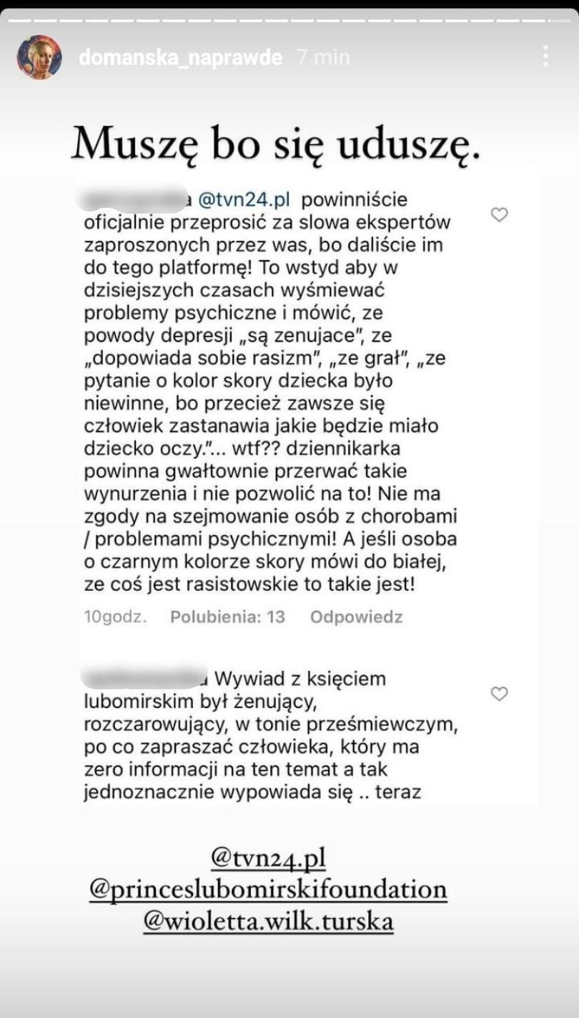 Aleksandra Domańska oburzona komentarzami ekspertów TVN 24 po wywiadzie Harry'ego i Meghan