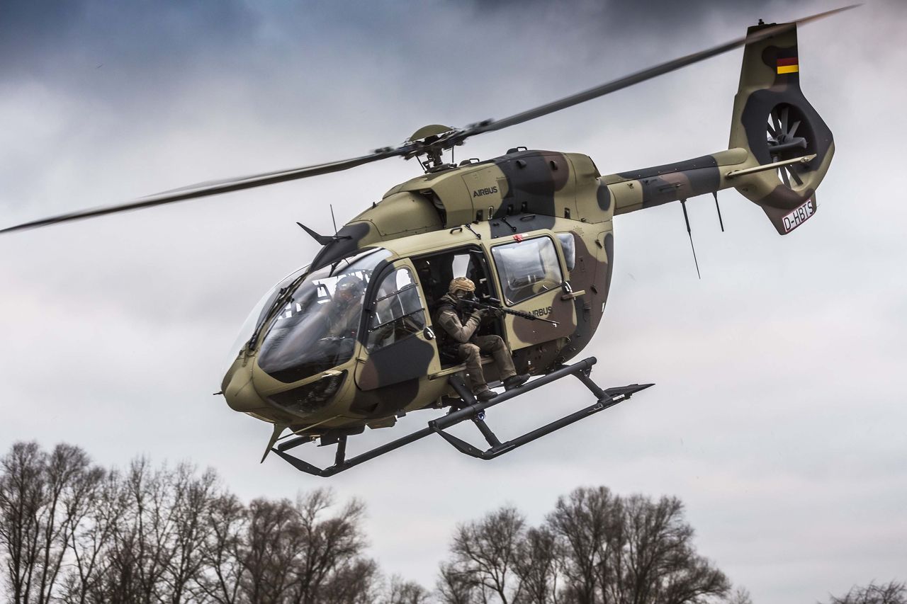 Airbus H145 helicopter - in the picture, the machine is in German colours.