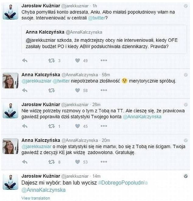 Kłótnia Jarosława Kuźniara i Anny Kalczyńskiej na Twitterze