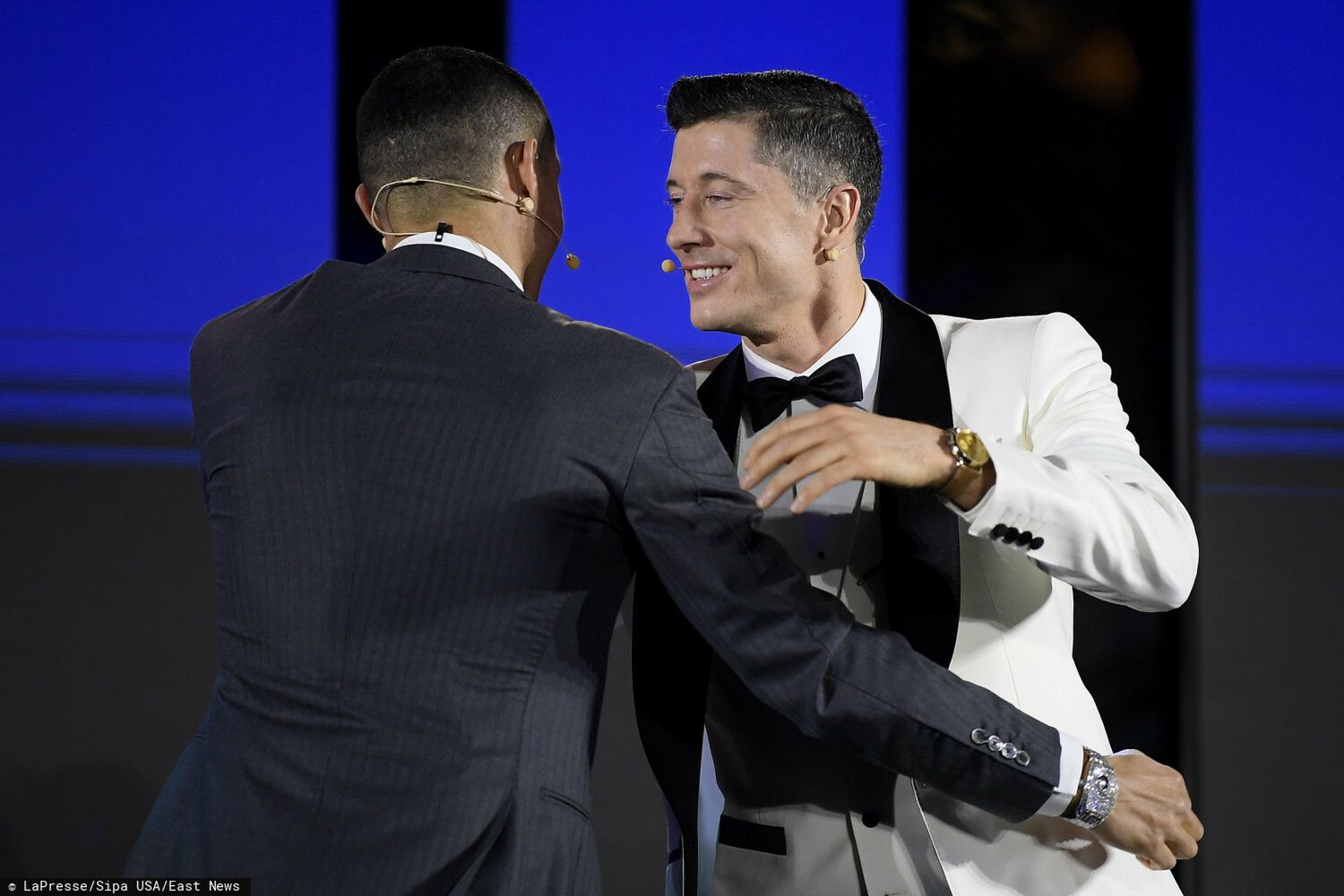 Robert Lewandowski i Cristiano Ronaldo - Globe Soocer Award w Dubaju
