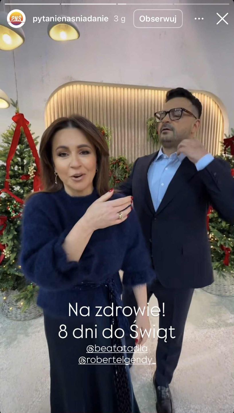 Beata Tadla postawiła na granatowy total look