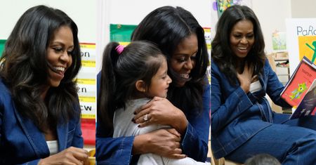 Dżinsowa Michelle Obama czyta dzieciom bajki (ZDJĘCIA)
