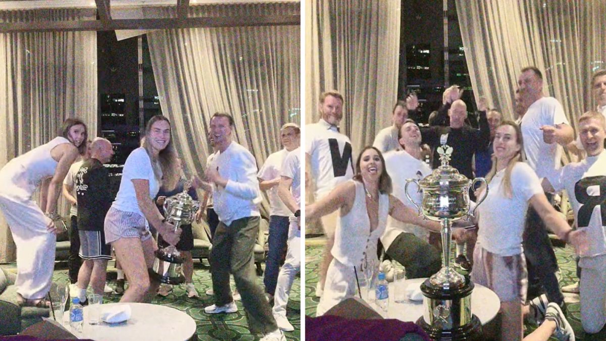 Na zdjęciu: świętowanie Aryny Sabalenki