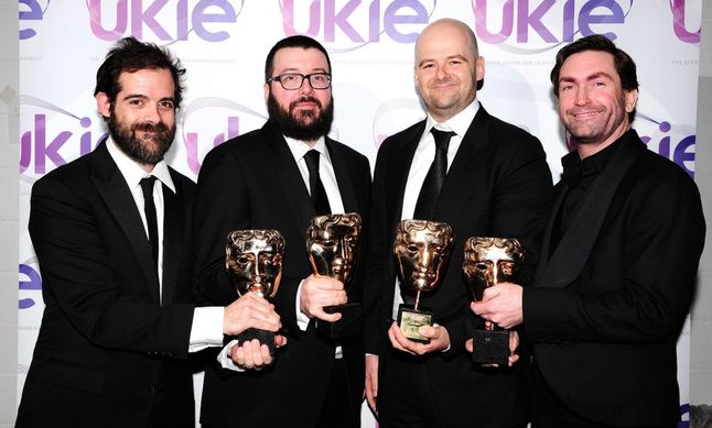 Sam Houser (drugi z prawej) na rozdaniu nagród BAFTA Games Award, fot. Getty Images