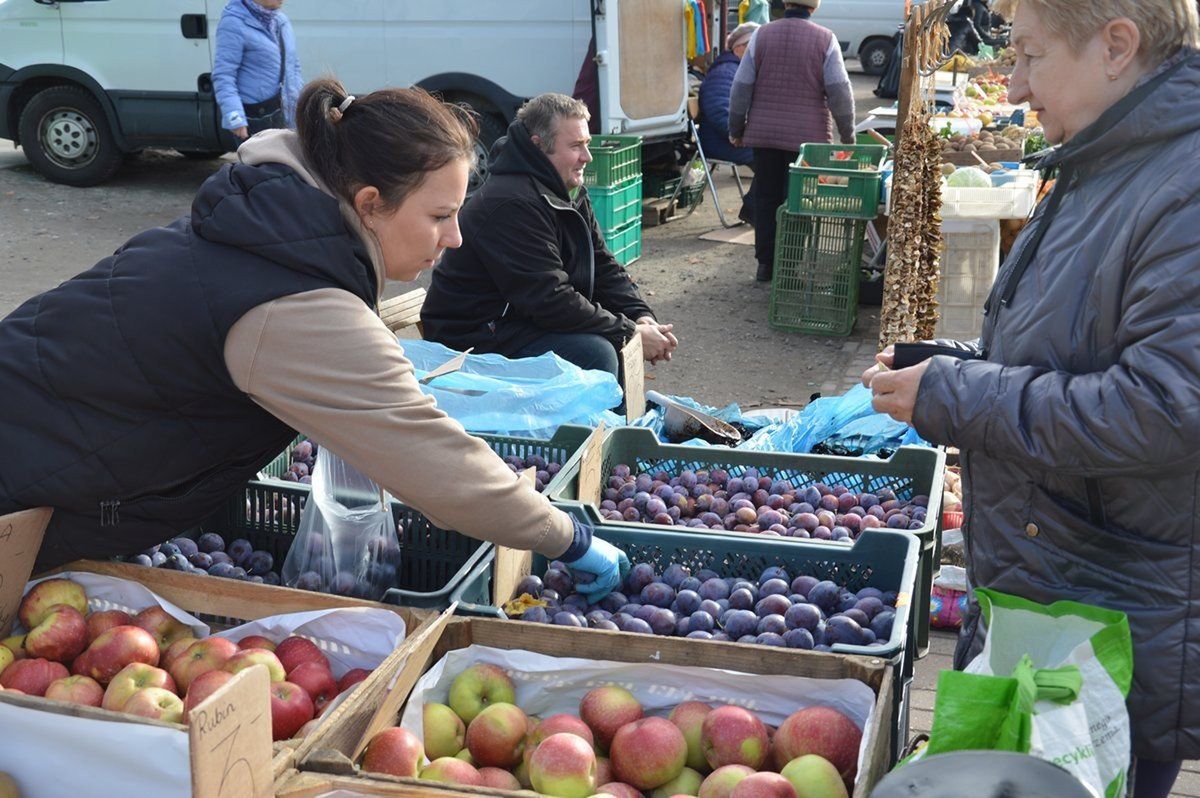Owoce i warzywa na na placu targowym w Stalowej Woli