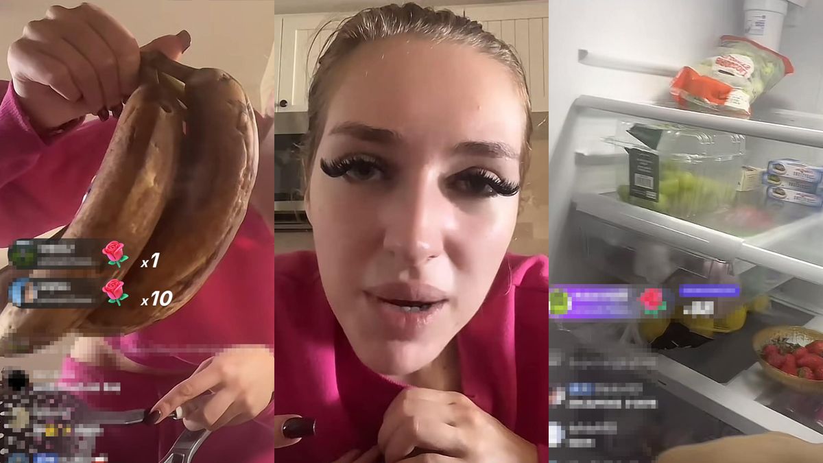 Caroline Derpienski pokazuje zgniłe banany i pustą lodówkę