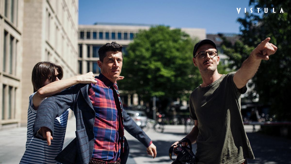 Robert Lewandowski podczas sesji reklamowej dla Vistuli.