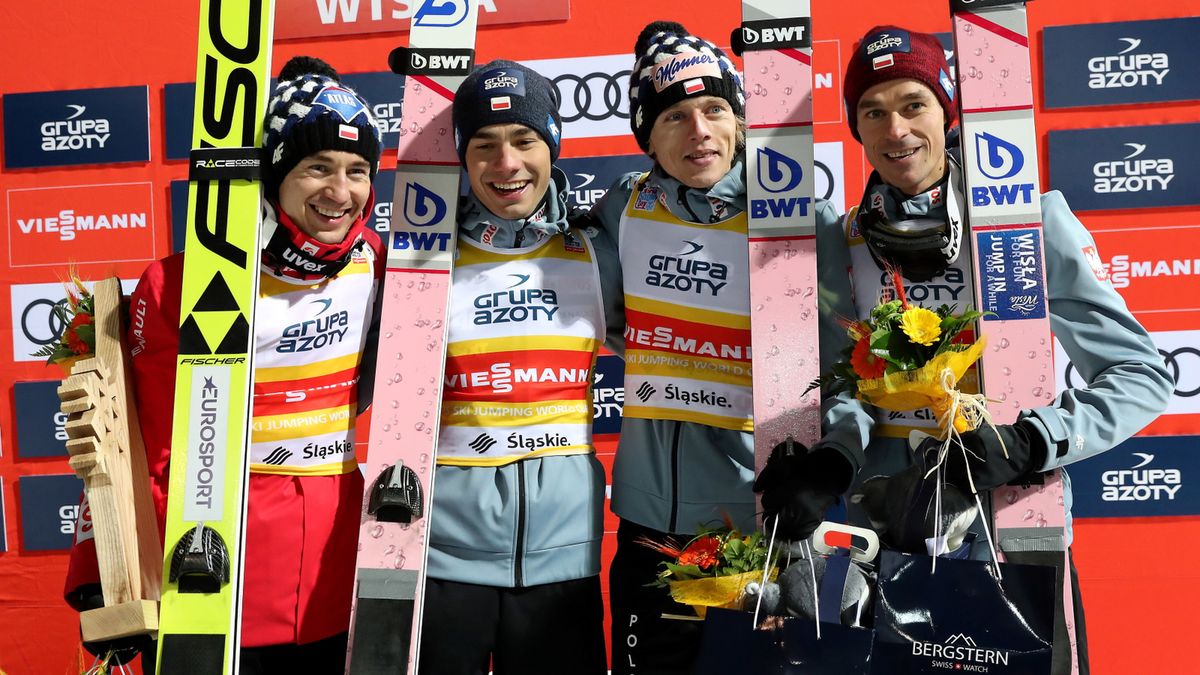 Polacy na podium Polska wygrała konkurs drużynowy Pucharu Świata w skokach narciarskich w Wiśle