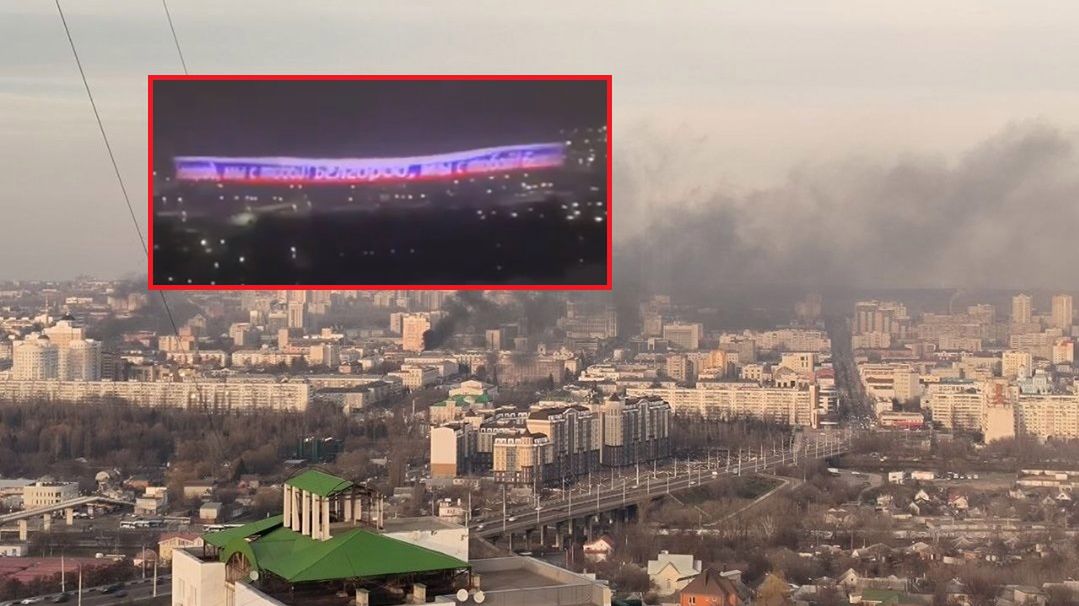 Zdjęcie okładkowe artykułu: Twitter / BuckarooBanzai / Na zdjęciu: Biełgorod. W ramce wsparcie na stadionie w Rostowie.