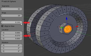 Wstawienie kuli (UV Sphere) i stawienie jej w Tweak Panelu