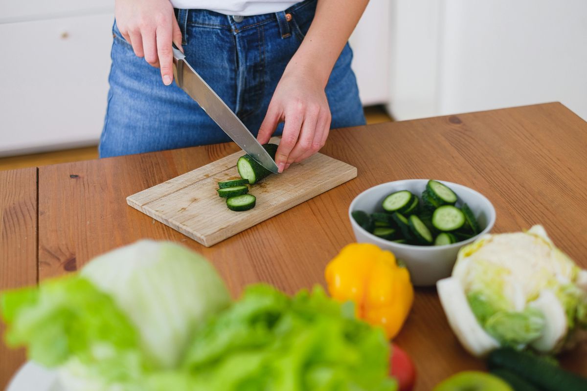 Cucumber salad can take the form you like the most.