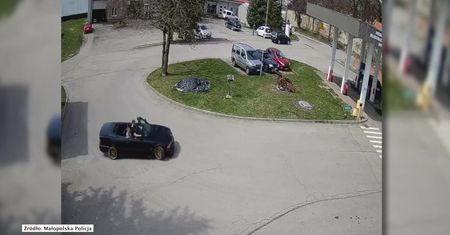 Driftował na stacji benzynowej. Zatrzymał się tuż przed maską radiowozu