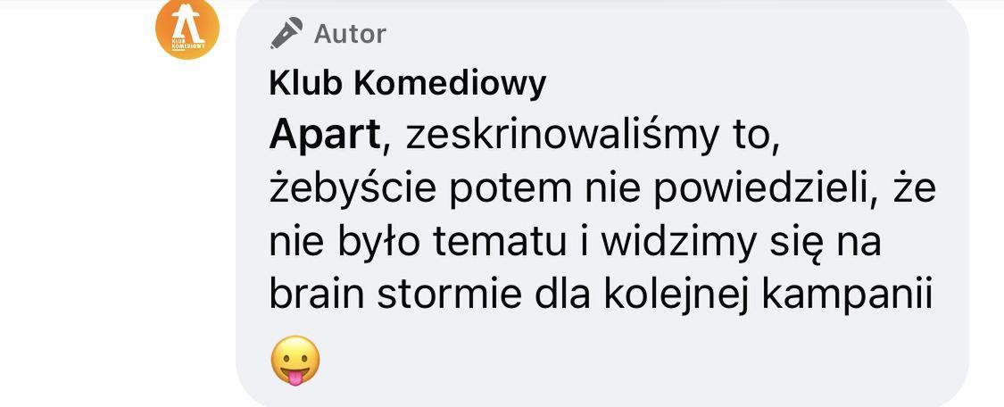 Komentarz Apartu do parodii reklamy i odpowiedź twórców