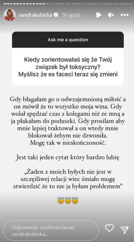Sandra Kubicka szczerze o toksycznej miłości