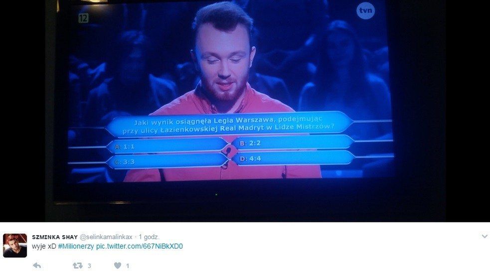 Milionerzy - pytanie o Legię Warszawę