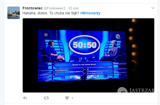W Milionerach zapytano o grę Dupa Biskupa?