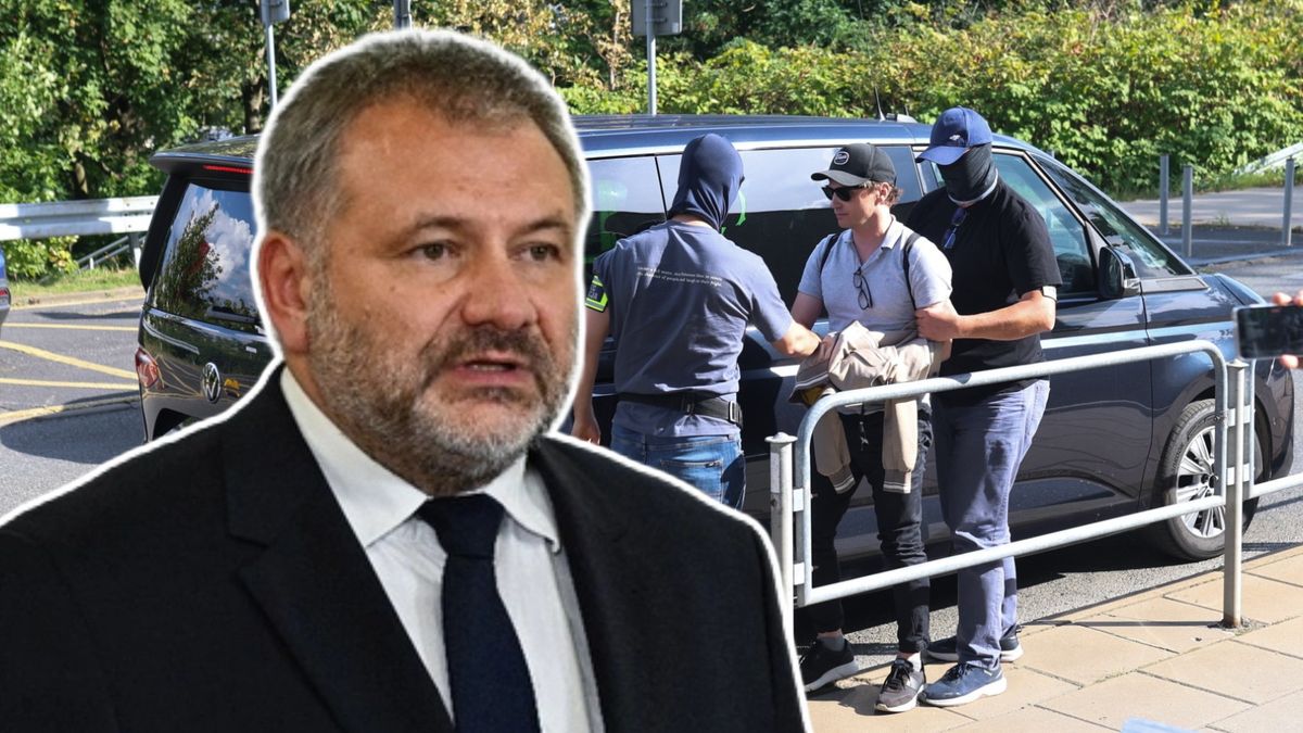 Na kolażu minister Waldemar Żurek i doprowadzenie Rafała Zaorskiego do delegatury Prokuratury Krajowej w Katowicach