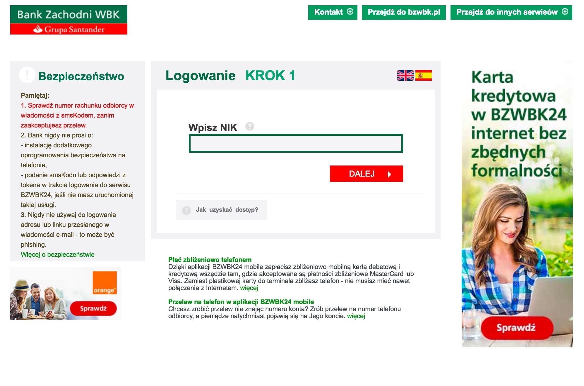 Strona phishingowa ostrzega przed phishingiem (źródło: Niebezpiecznik.pl)