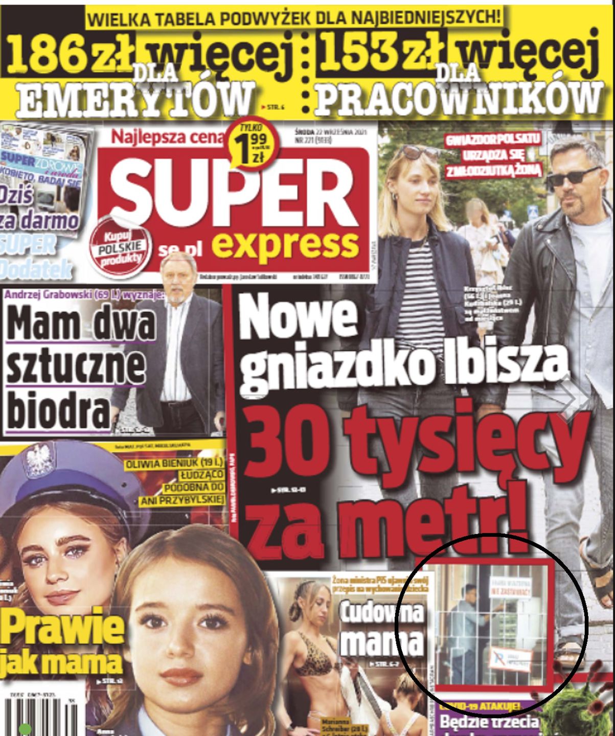 Krzysztof Ibisz - screen okładki Super Express 22 września 2021