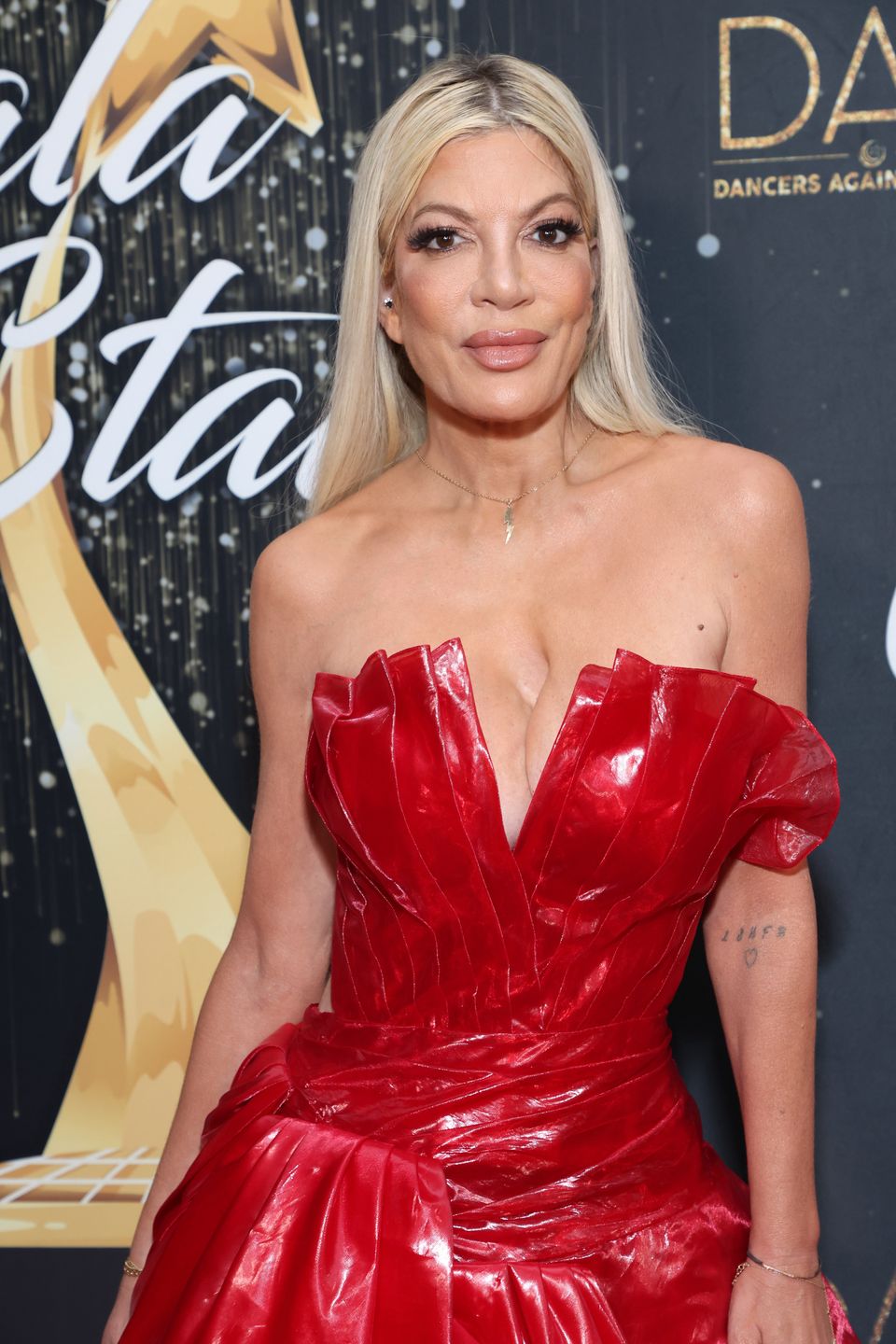 BEVERLY HILLS, CALIFORNIA - OCTOBER 09: Tori Spelling attends the 10th annual Gala Of The Stars awards at The Beverly Hilton on October 09, 2024 in Beverly Hills, California. (Photo by Robin L Marshall/Getty Images)
