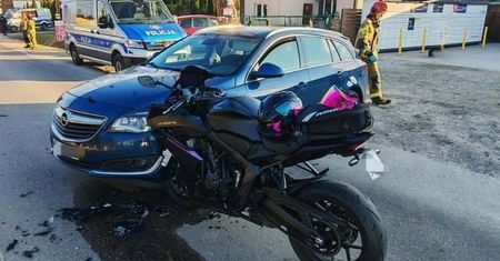 41-letnia kierująca motocyklem w szpitalu. Kolizja w Maszewie Dużym.