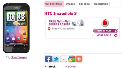 HTC Incredible S w przedsprzedaży na Wyspach 1