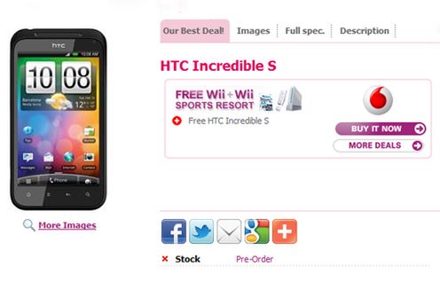HTC Incredible S w przedsprzedaży na Wyspach
