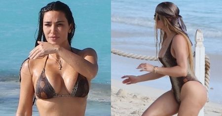 Kim Kardashian i Khloe Kardashian "przyłapane" na plaży. Wyglądają jak na Instagramie? (ZDJĘCIA)