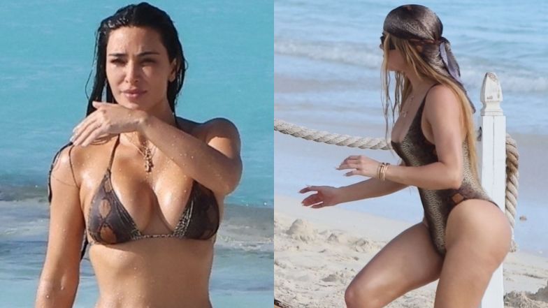 Kim Kardashian i Khloe Kardashian "przyłapane" na plaży. Wyglądają jak na Instagramie? (ZDJĘCIA)