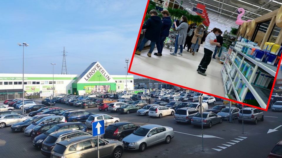 Lockdown od soboty. Kolejki przed sklepami Leroy Merlin.