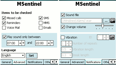 Przypomnienia o połączeniach i SMS-ach, w Windows Mobile 1