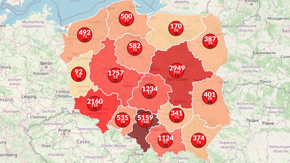 Mapa koronawirusa w Polsce