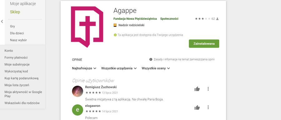 Aplikacja Agappe