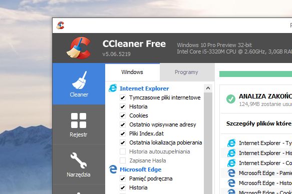 Ccleaner wyczyści pozostałości po przeglądarce Microsoft Edge