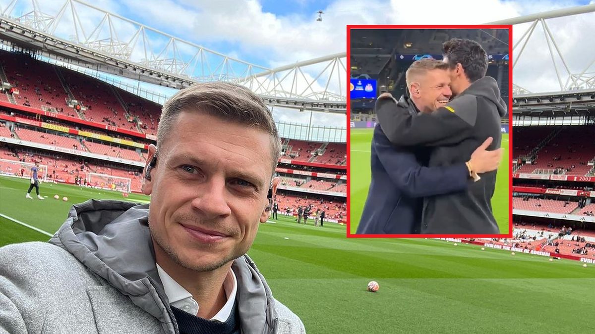 Na zdjęciu Łukasz Piszczek. W ramce moment jego spotkania z byłym klubowym kolegą.