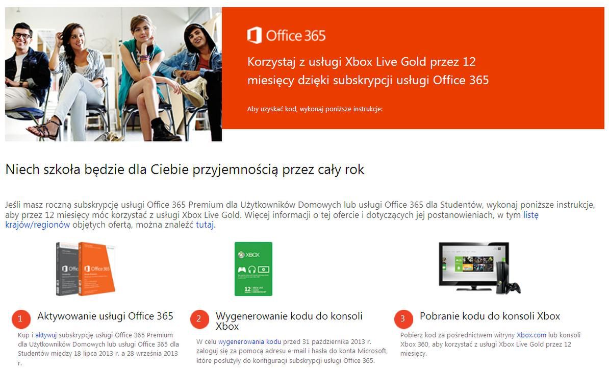 Microsoft rozdaje roczne abonamenty Xbox Live Gold nowym klientom pakietu Office