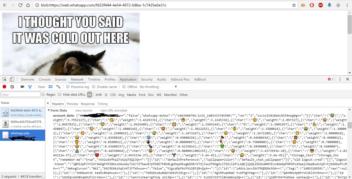 ...oraz strona wyświetlana po jego kliknięciu wraz z podglądem lokalnych danych ofiary.