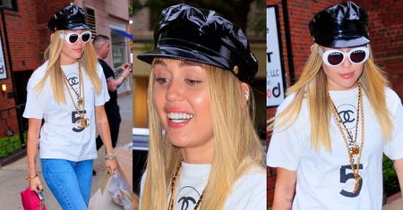 Miley Cyrus w lateksowej czapce odpoczywa po Gali MET, siedząc 5 godzin w salonie piękności
