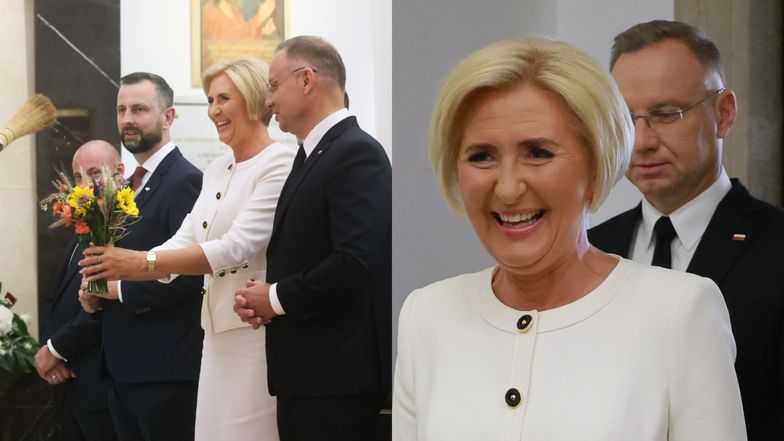 Andrzej i Agata Dudowie na obchodach święta Wojska Polskiego