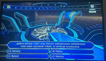 Pytanie o atrakcję znaną ze słynnego romansu. Uczestniczce pomogła publiczność